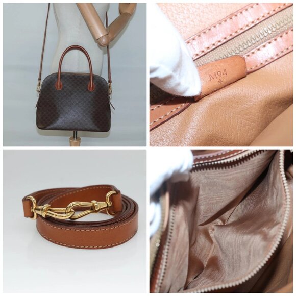 CELINE Macadam Canvas Hand Bag PVC Leather 2way Brown Gold - Picture 15 of 15